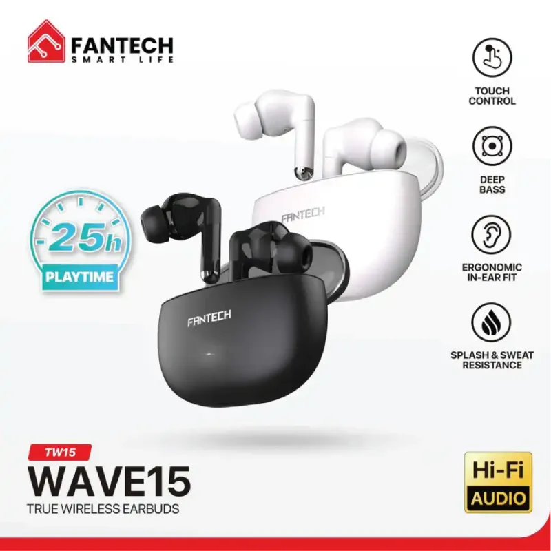 Fantech Wave TW15 True Wireless Stereo Earbuds with Bluetooth 5.4