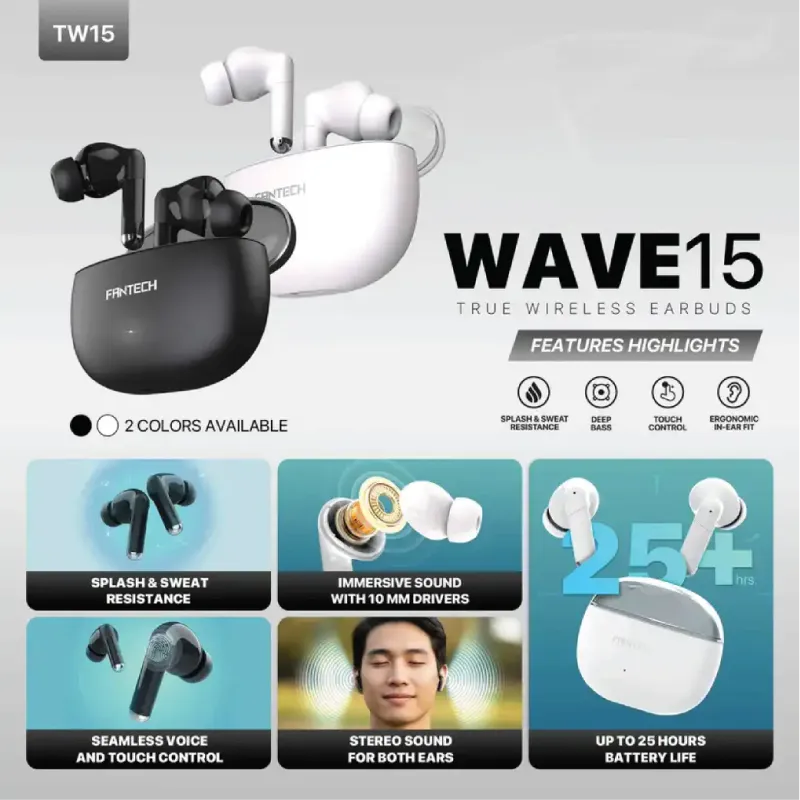 Fantech Wave TW15 True Wireless Stereo Earbuds with Bluetooth 5.4-2