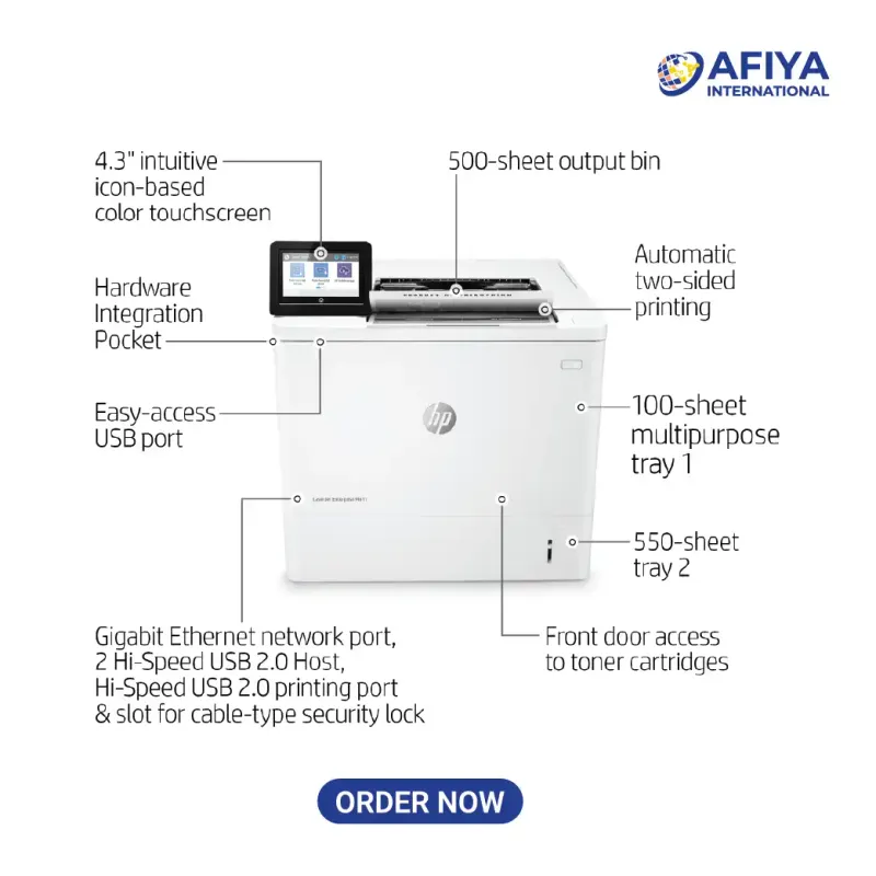 HP LaserJet Enterprise M611dn Single-Function Monochrome Laser Printer-3