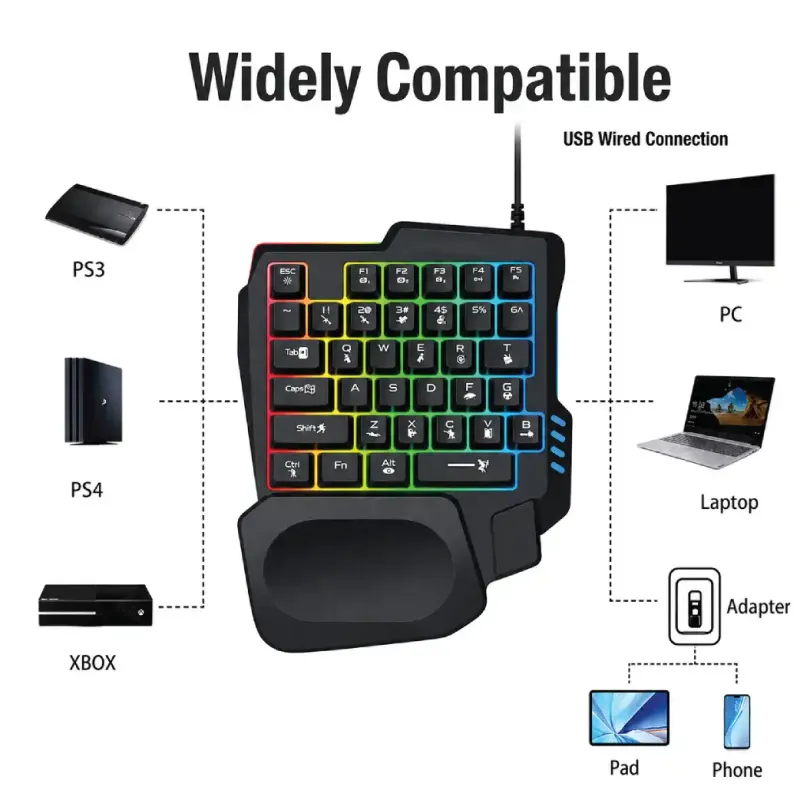 Jedel K601 Single Hand RGB Gaming Keyboard-3