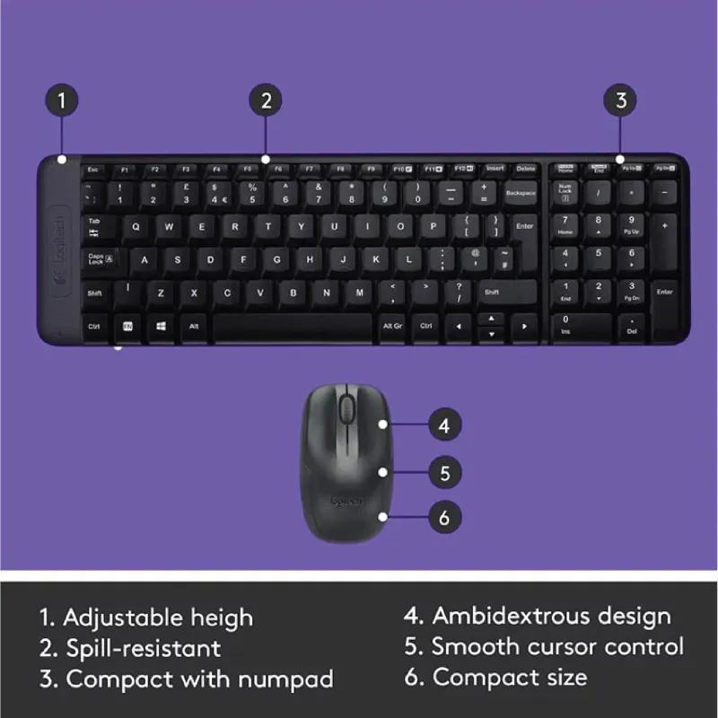 Logitech MK215 Compact 2.4GHz Wireless Keyboard Mouse Combo-3
