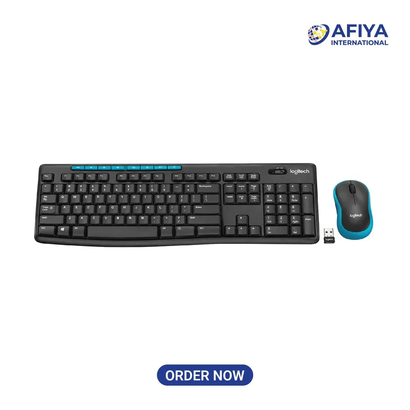 Logitech MK275 Black-Blue 2.4GHz Wireless Keyboard Mouse Combo