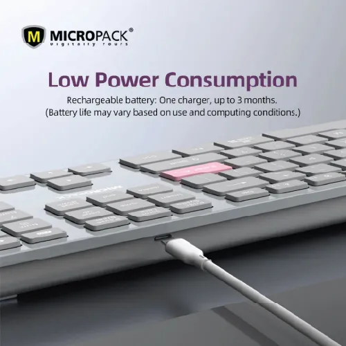 Micropack K-310W 2.4GHz & Bluetooth Rechargeable Slim Wireless Keyboard – Grey-3