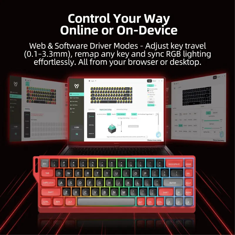 Micropack K-68M RGB Wired Magnetic Switch Gaming Keyboard (Red)-4