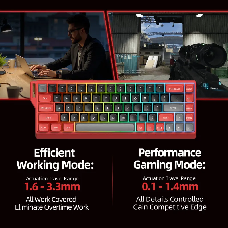 Micropack K-68M RGB Wired Magnetic Switch Gaming Keyboard (Red)-3