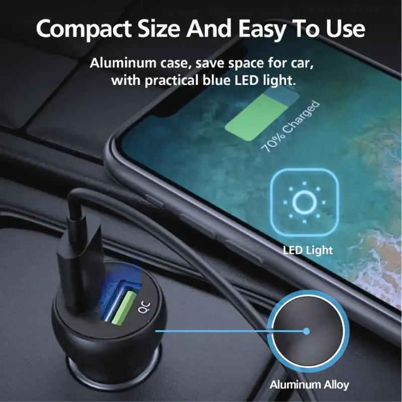 Micropack MCC-236QC 36W Dual USB-A Quick Charge Car Charger-3