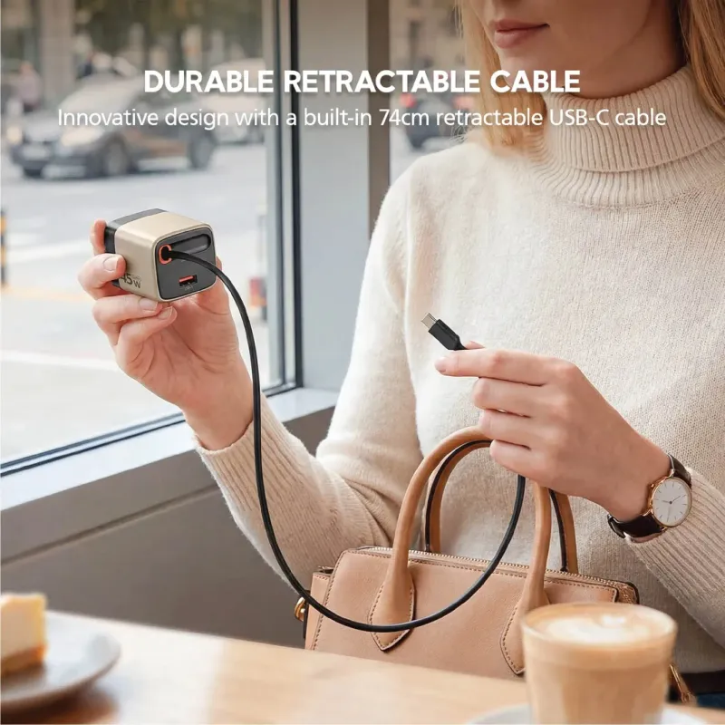 Micropack MWC-245 45W Fast Charger with Retractable USB-C Cable-2