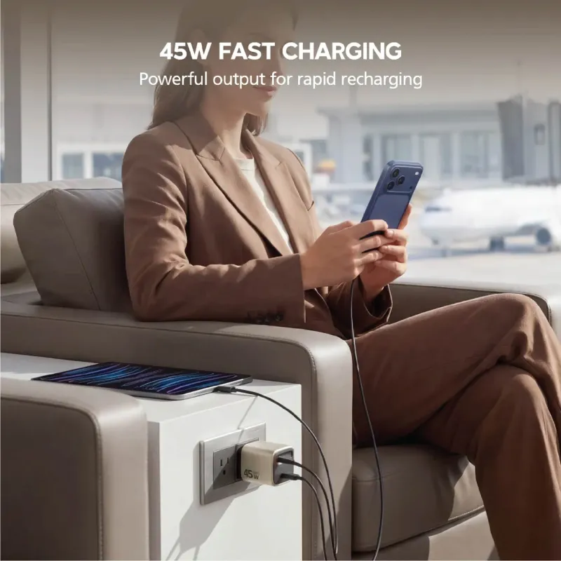 Micropack MWC-245 45W Fast Charger with Retractable USB-C Cable-3