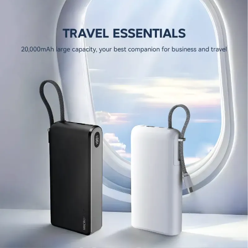 Micropack PB-C20-BK 20000mAh Built-in Cable Fast Charging Power Bank-2