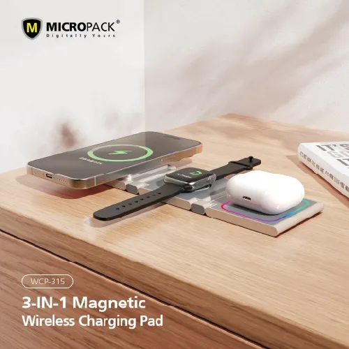 Micropack WCP-315 15W 3-in-1 Magnetic Wireless Charger-3