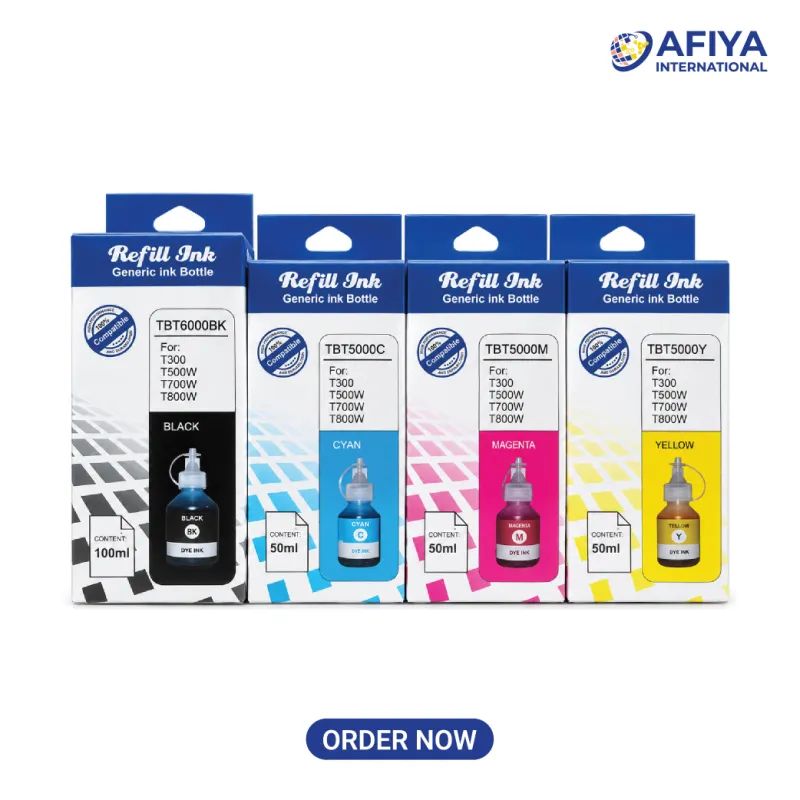 Real Color TBT6000 & TBT5000 4 Color Brother Ink Bottle Full Set