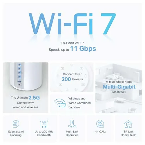 TP-Link Deco BE65 BE11000 Tri-Band WiFi 7 Mesh Router (1-Pack)-4